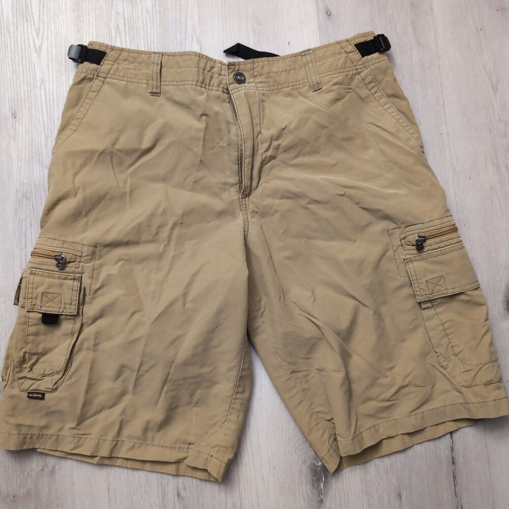 Kuhl Tan Hiking Utility Cargo Shorts Men's XL Tan  Adjustable Waist